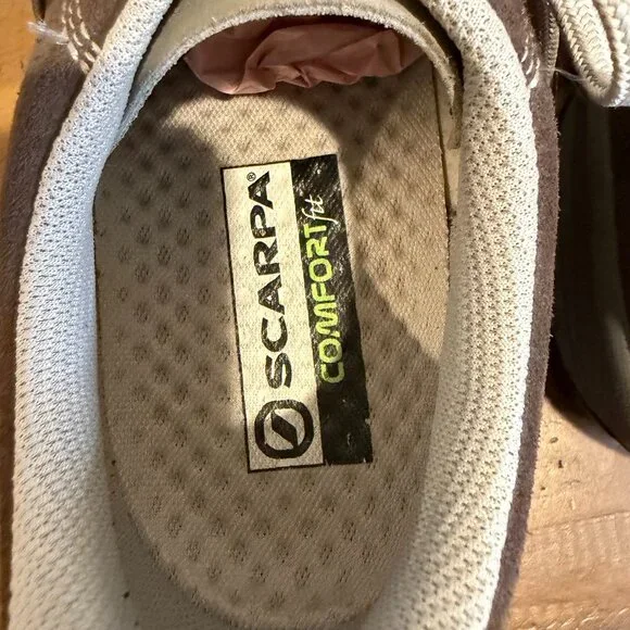 Mens 11.5 Scarpa Mojito Dark Brown Shoes Suede-Leather White-Stitch Lace Sporty - Picture 6 of 13